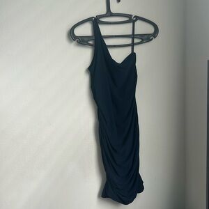 Navy one shoulder dress going out dress